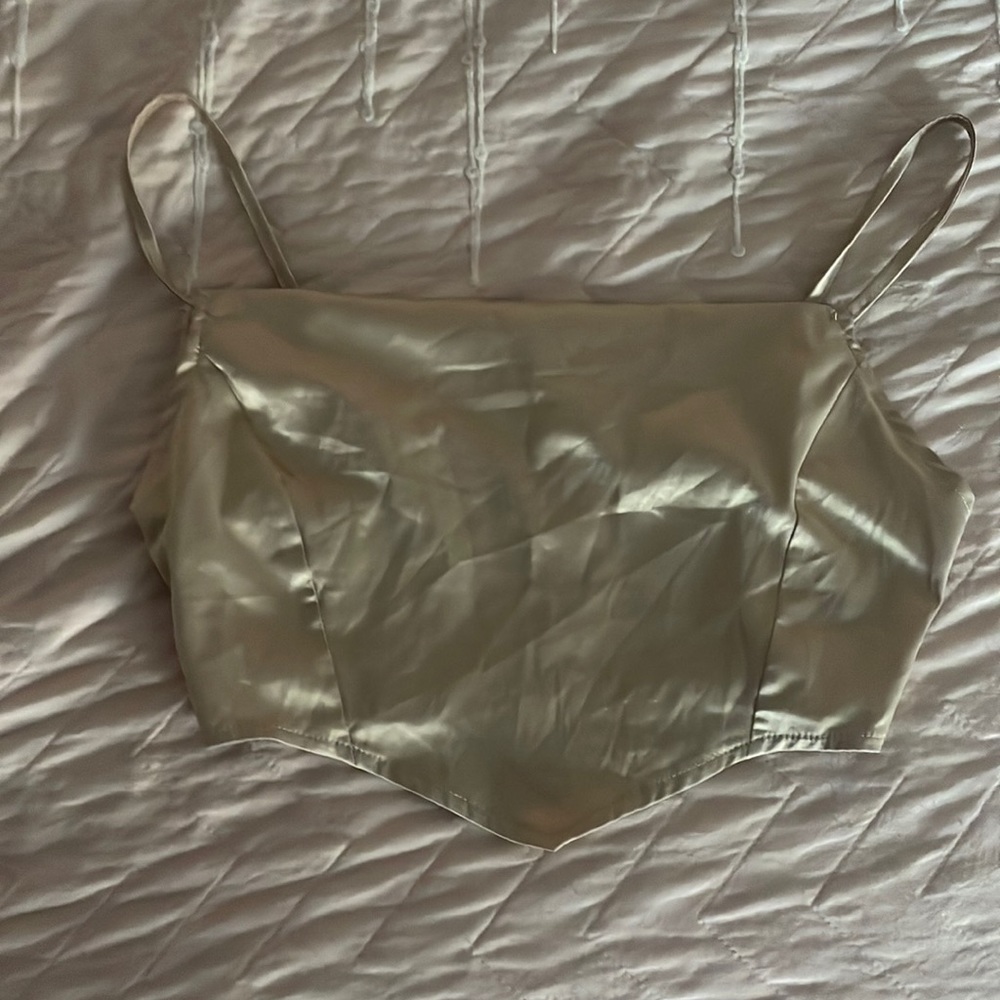 silky gold, handkerchief crop top